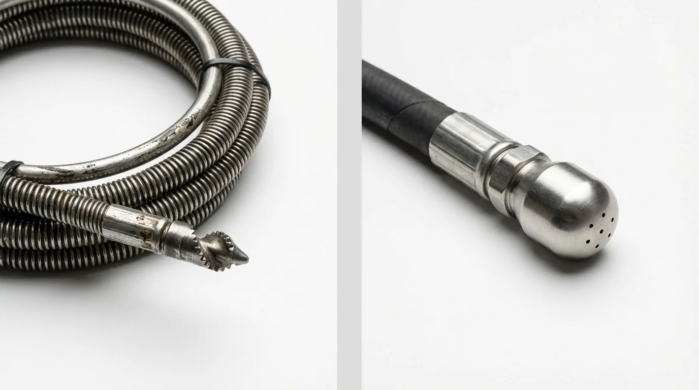 Drain snake cable and hydro jetting nozzle used for drain cleaning in Sea Isle City, NJ