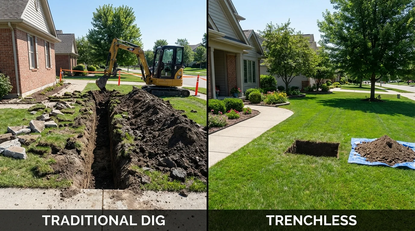 Trenchless sewer repair with minimal yard damage versus traditional excavation in Sea Isle City, NJ